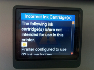 Incorrect Ink Cartridge